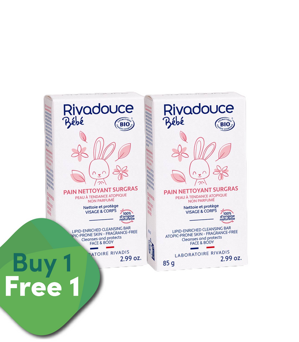 [BUY 1 GET 1 FREE] Rivadouce Bébé Lipid-Enriched Cleansing Bar (Pain Nettoyant Surgras Bébé) 85G